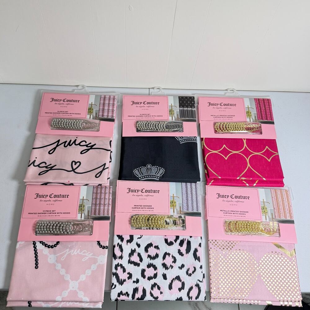 Juicy Couture Home 13 Piece Shower Curtain Set with Hooks Size: 70" × 72"
